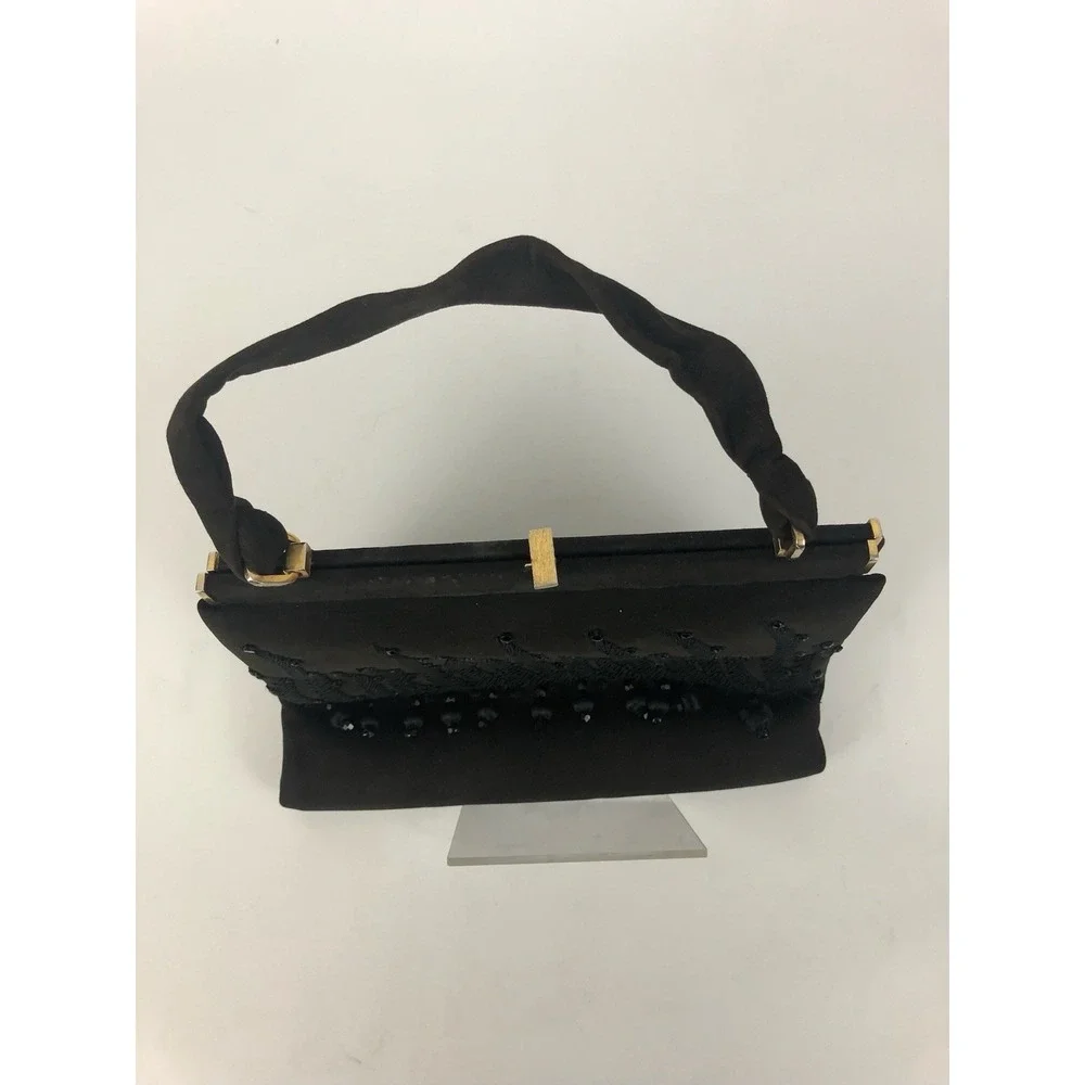 Vintage 50's/60's Beaded Fringe Purse‎ Evening Bag Chocolate Brown & Black Spain